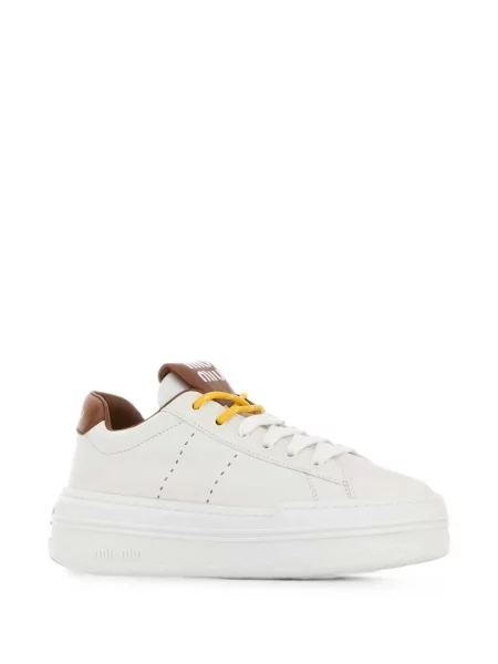 Sneakerși Miu Miu din piele cu imagine alb
