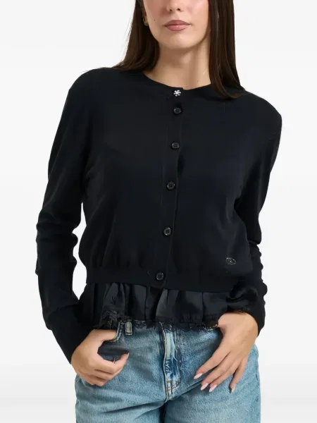 Cardigan Liu Jo cu volane din dantelă negru