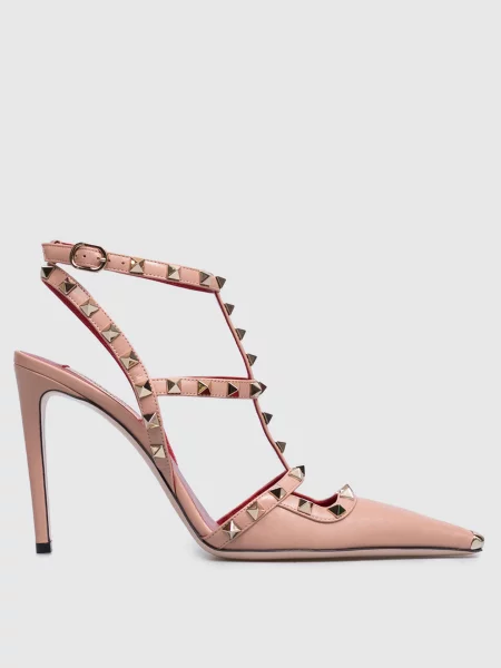 Шкіряні босоніжки Rockstud Valentino рожеві