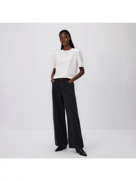 Reserved Džíny wide leg černý