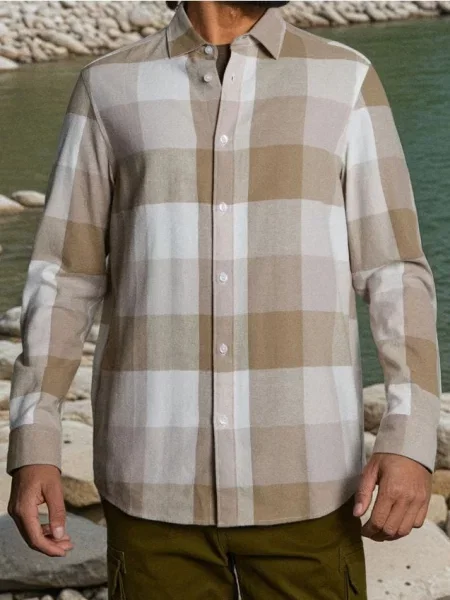 Sinsay kostkovaná košile hnědá