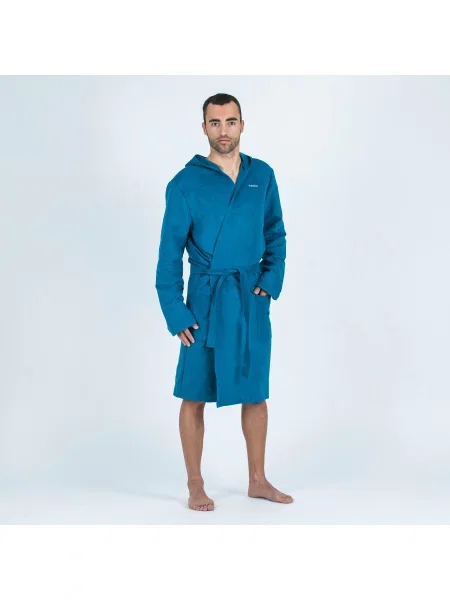 Szlafrok z mikrofibry na basen Decathlon Compact niebieski