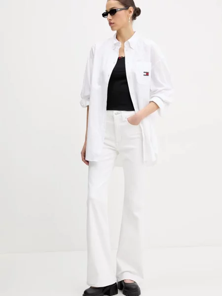 Tommy Jeans koszula relaxed z kołnierzykiem klasycznym biały