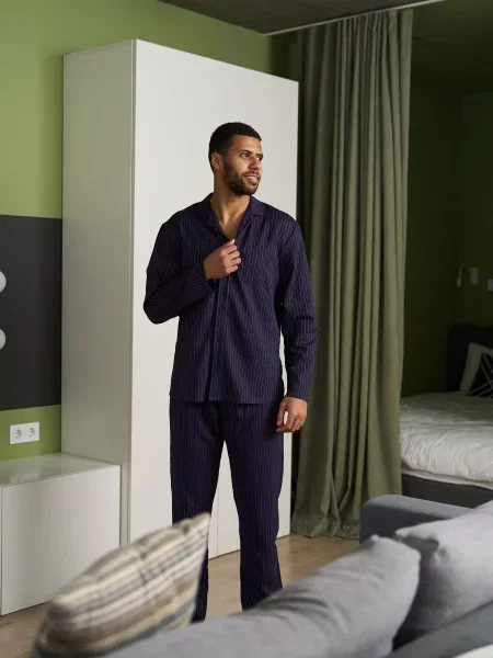 HANDY WEAR Linen Strip Домашній костюм синій