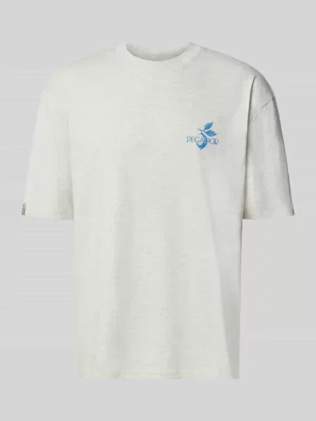 Oversized t-shirt z nadrukiem z tyłu i okrągłym dekoltem Pegador