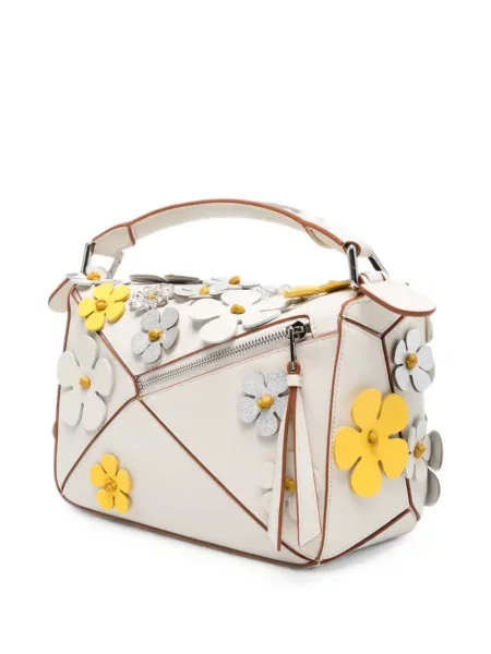 Virágos aplikált shopper táska Loewe fehér