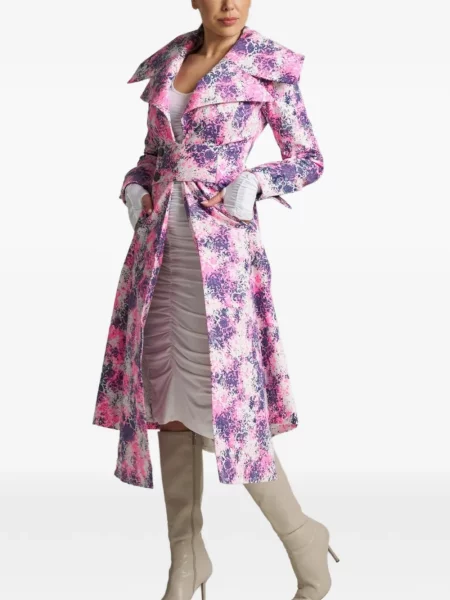 Palton Liz Skorsis cu imagine cu model paisley roz