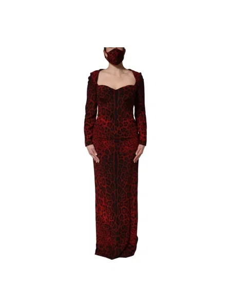 Sukienka Dolce And Gabbana w panterkę czerwona