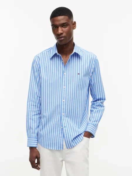 TOMMY HILFIGER Cămașă FLEX albastru deschis alb