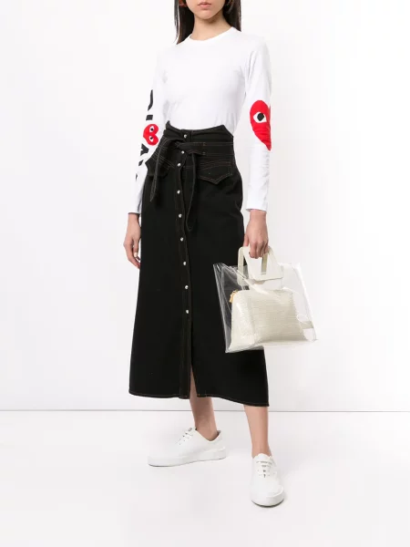Top Comme Des Garçons Play s potiskem s kulatým výstřihem bílý
