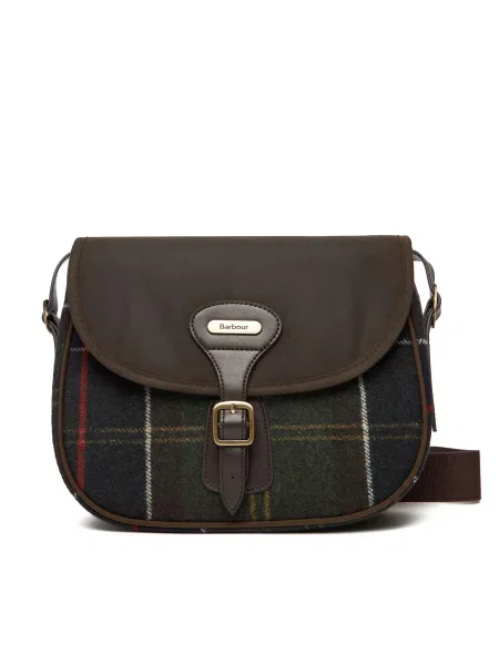 Geanta crossbody Barbour de lână în carouri clasică maro