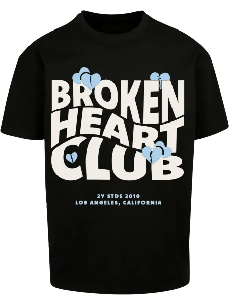 2Y Studios Majica Broken Heart Club pastelno modra / črna bela