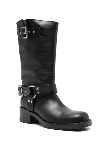Botine Gisel B cu cataramă cu bretele negru
