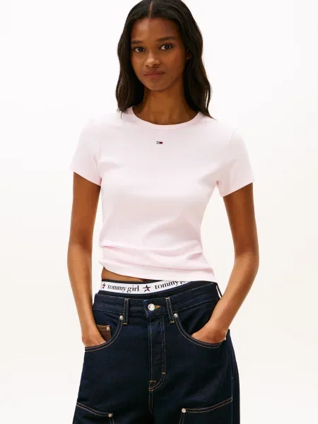 Tommy Jeans Tričko ESSENTIAL rosé ružová