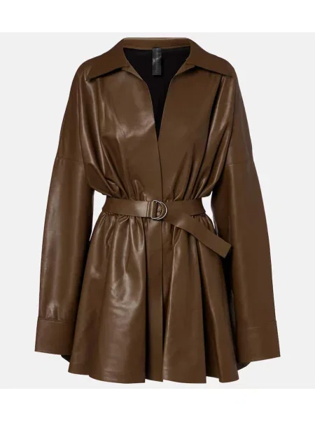 Sukienka koszulowa Norma Kamali garniturowa brązowa