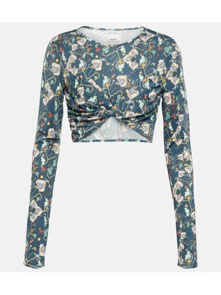 Cropp top Isabel Marant cu model floral din jerseu verde