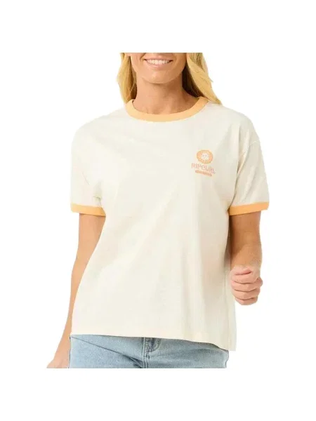 T-shirt Rip Curl Carlos Ringer ecru biała