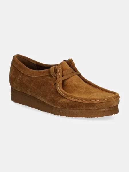 Clarks Originals półbuty zamszowe Wallabee na płaskim brązowy