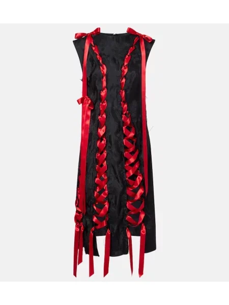 Rochie midi Simone Rocha din satin până la genunchi de costum negru