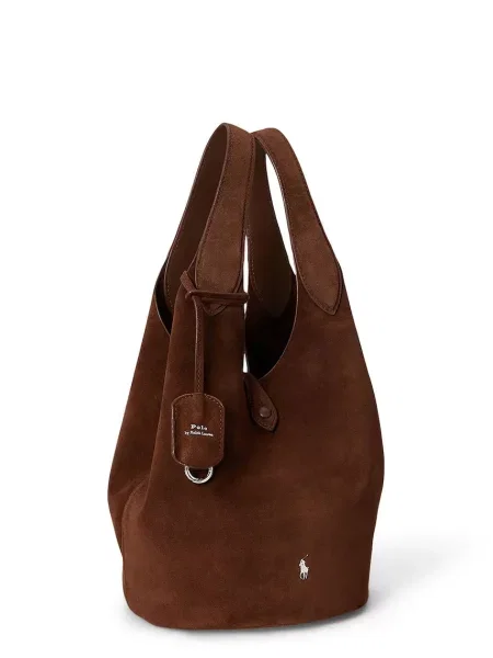 Shopperka Polo Ralph Lauren zamszowa brązowa