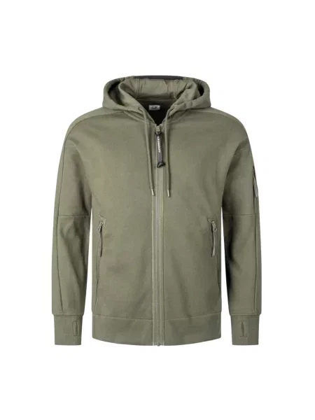 Lniana bluza z kapturem C.p. Company z kapturem zielona