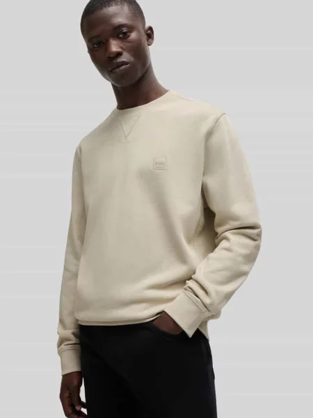 Bluza o kroju regular fit z czystej bawełny model Westart' Hugo beżowa