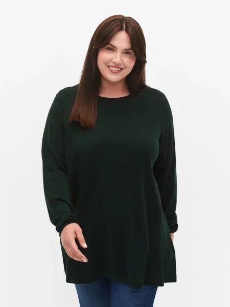 Zizzi Pulover Mshape verde închis