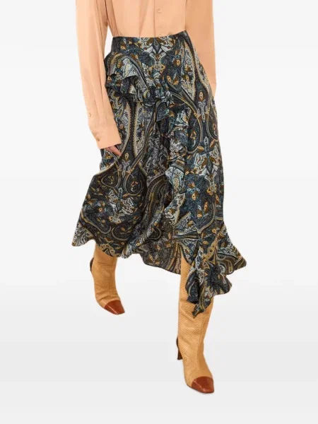 Fustă midi Ulla Johnson cu imagine cu model paisley albastru