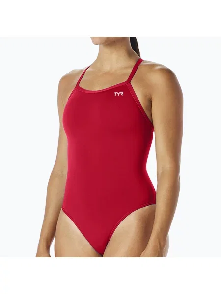 Jednodílné plavky TYR Solid Diamondfit Durafast Elite red červené
