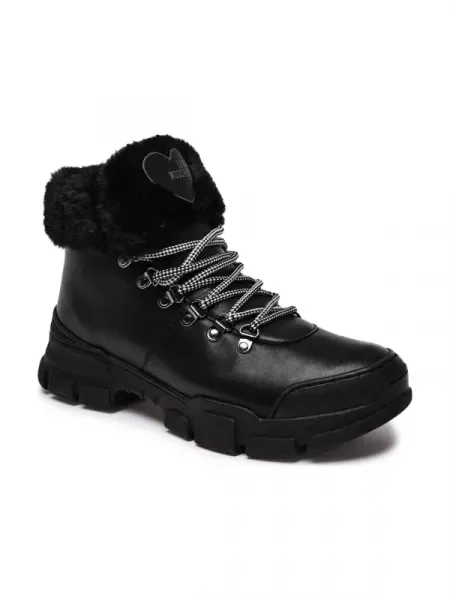 Love Moschino Bőr bakancs fekete