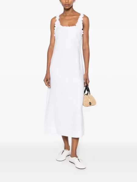 Rochie midi Posse cu volane alb