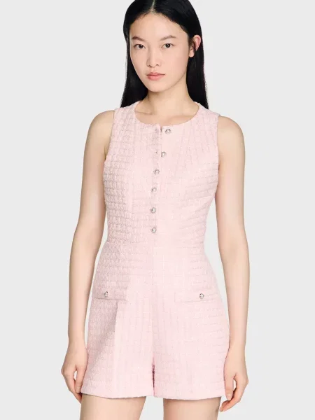 Твідові шорти Sandro рожеві