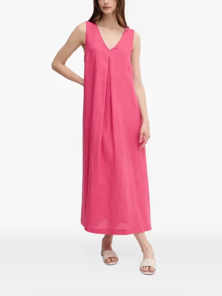 Rochie midi Benetton cu decolteu în V roz