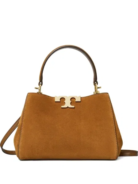 Geantă messenger Tory Burch din piele de căprioară maro