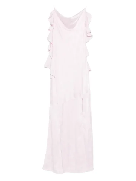 Rochie Rotate Birger Christensen cu volane cu decolteu în U de costum roz