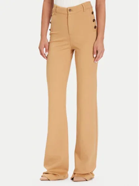 Guess Hlače iz tkanine Flare Fit bež