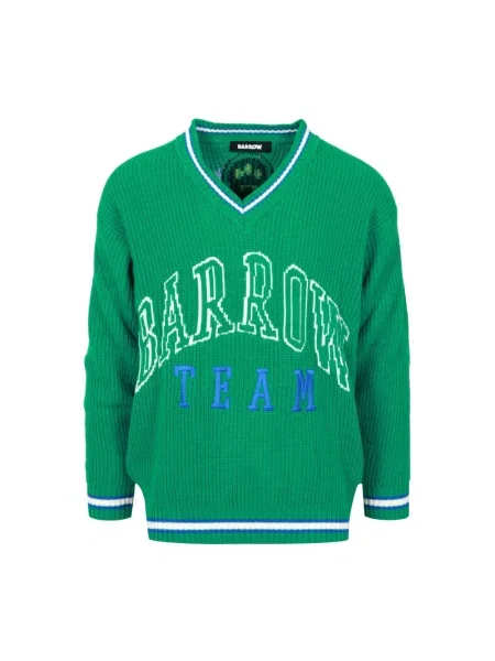 Sweter Barrow wełniany z logo zielony