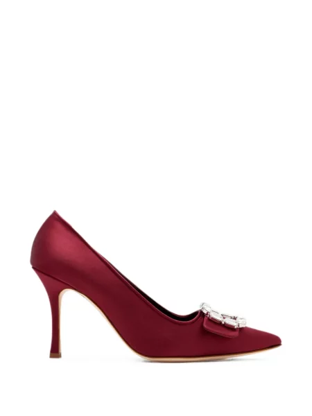 Pantofi cu toc Manolo Blahnik cu cataramă roșu