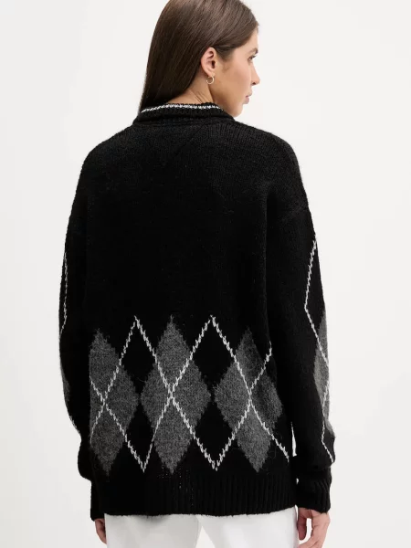 Tommy Jeans Pulover gri deschis alb negru