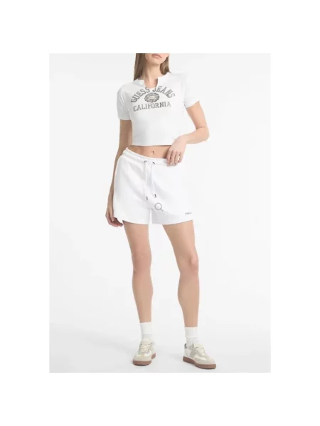 Guess Jeans szorty gładkie high waist biały