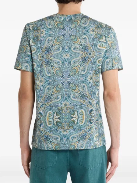 Tricou Etro cu imagine cu model paisley albastru