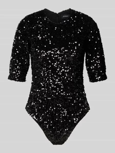Body z cekinowym obszyciem model ‘CAMMIE’ Bardot czarny