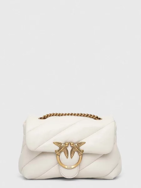 Pinko crossbody kabelka kožená bílá