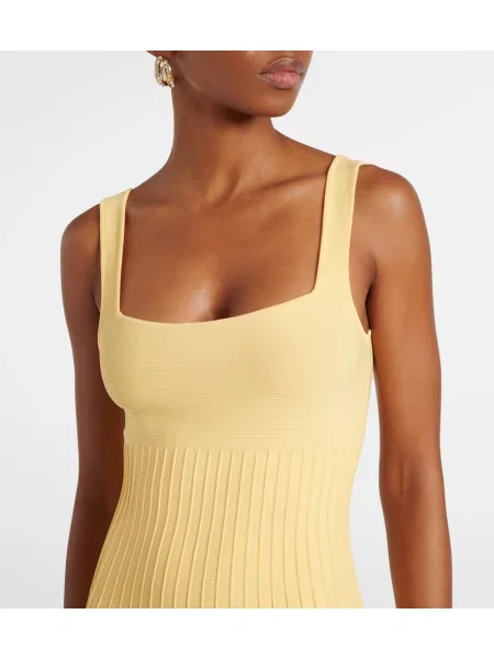 Rochie midi Staud plisată până la genunchi de costum galben