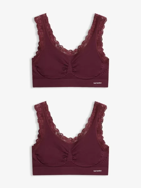 Biustonosz bezszwowy bustier z kolekcji Feel Comfort 2 szt. fioletowy