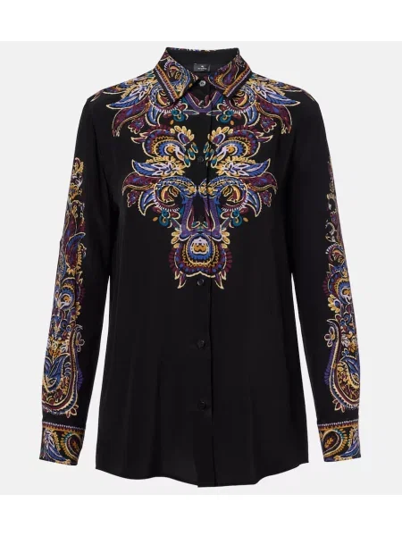 Jedwabny top Etro z wzorem paisley