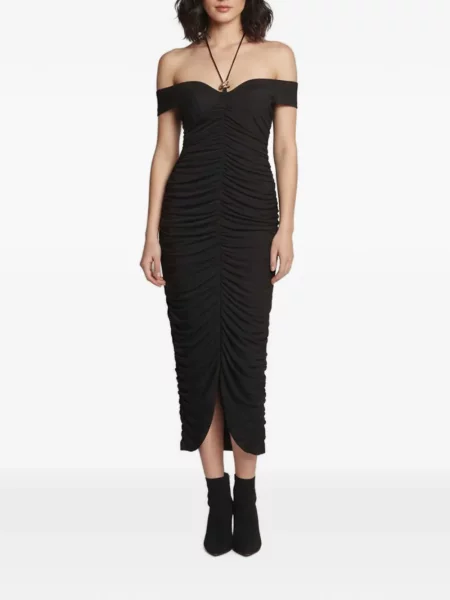 Rochie Chats By C.dam cu volane cu umerii deschiși negru