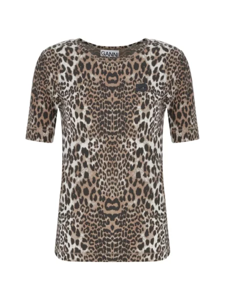 Tricou Ganni cu imagine cu model leopard