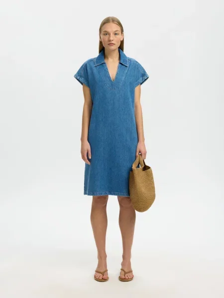 SELECTED Rochie SLFTENNA denim albastru