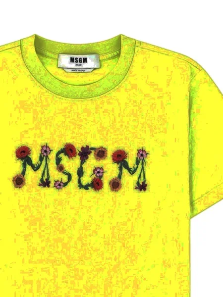 Tricou Msgm cu model floral cu autograf galben